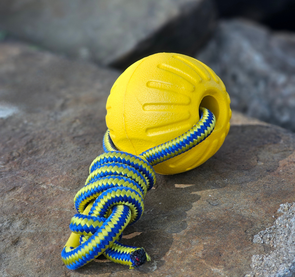 Dura-Foam Ball with Rope Handle by Ruff-Paws!